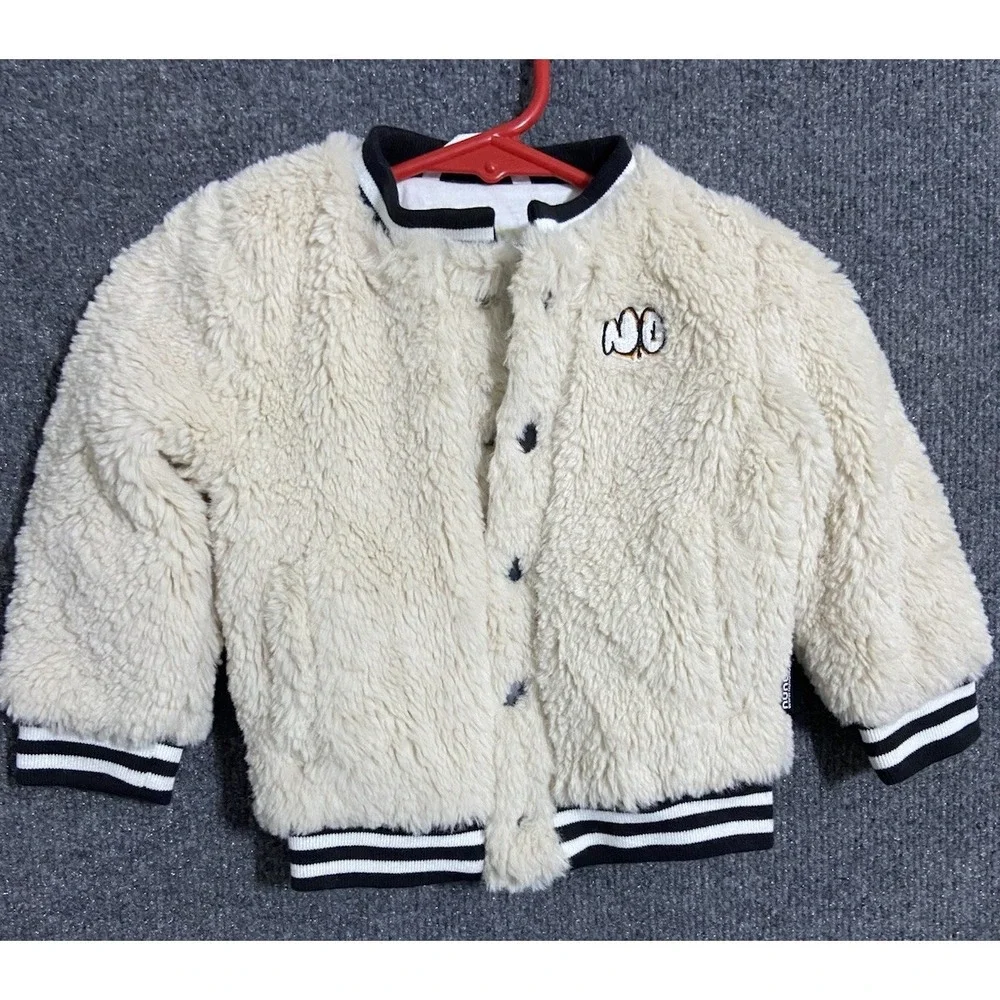 Nununu Jacket Kids 6 - 12 Beige Sherpa Fleece Fuzzy Soft Winter Warm NWT Varsity